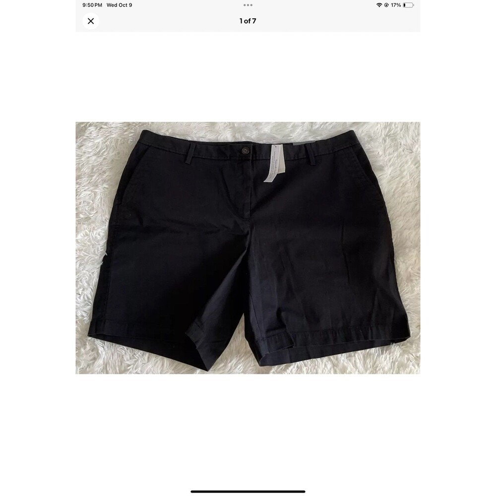 Talbots Women’s Relaxed Chino Shorts 7” Inseam Black Plus Size 16 NWT